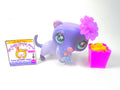 Littlest Pet Shop set of 2   Boston Terrier dogs #1025 #1789 with a plate