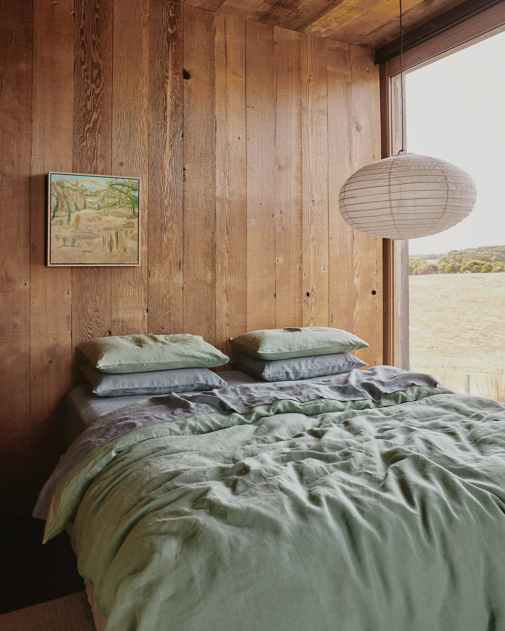 Pistachio 100% French Flax Linen Duvet Cover Set